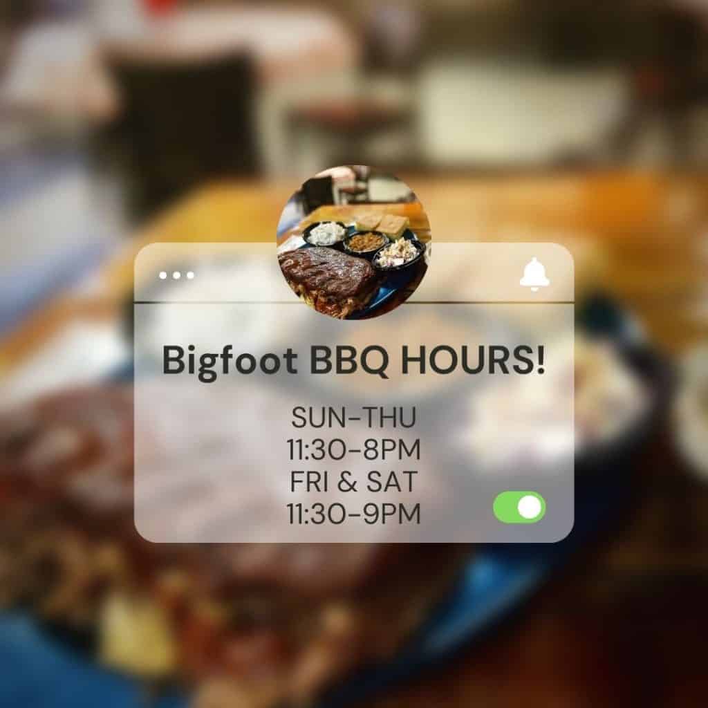Bigfoot BBQ HOURS - Best BBQ in Flagstaff AZ